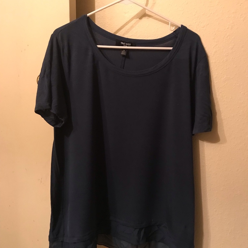 Nine West Blue Relaxed Short Sleeve T-Shirt